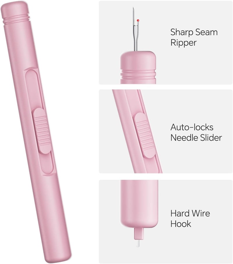 QinYj 2 in 1 Automatic Needle Threaders Seam Ripper Sewing Tools Family Life Sewing Tools Seam Rippers Telescopic Safety Threading Device - Image 3